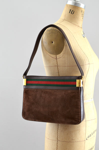 Rare 1970s Gucci Suede Shoulder Bag