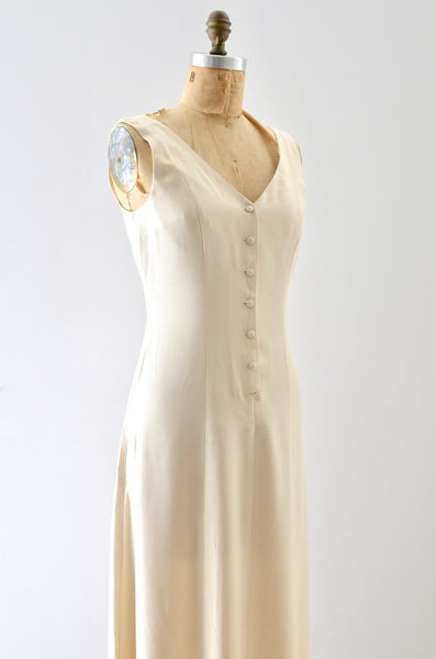 1990s Classic Beige Dress