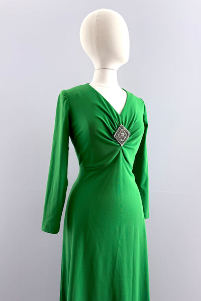 1970s Green Maxi Dress