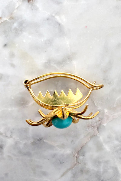 Vintage Hair Clip Barrette - Blue Center