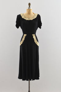 Vintage 1940's Noir Dress