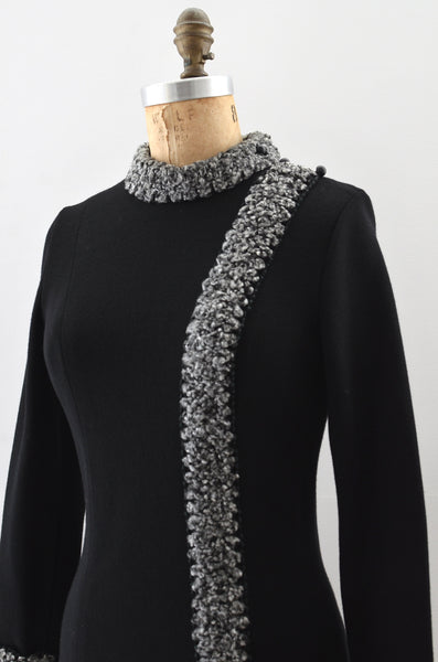 Vintage 1960s Black Knit Dress