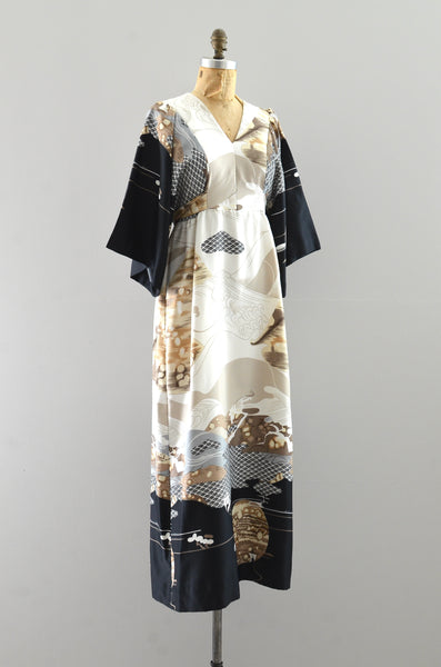 Vintage 70s Kimono Maxi Dress