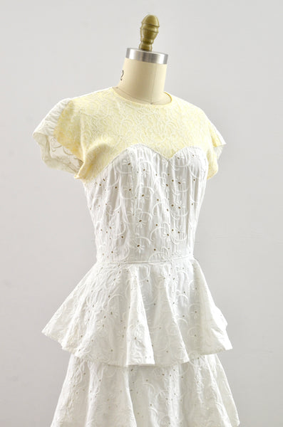 Vintage 1940's Eyelet Tiered Dress