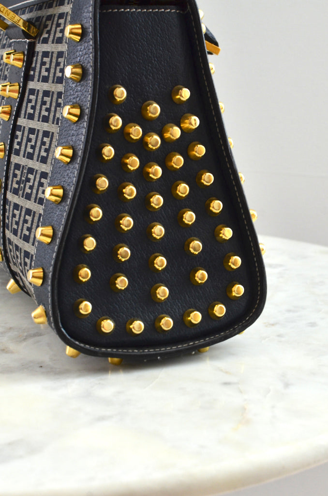 Fendi Karligraphy Studded Black Leather Small Crossbody Bag – Queen Bee of  Beverly Hills