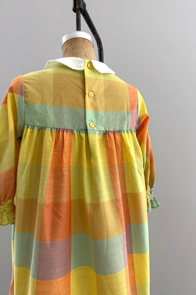 Vintage Smocked Plaid Dress