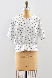 Vintage Bow Print Top