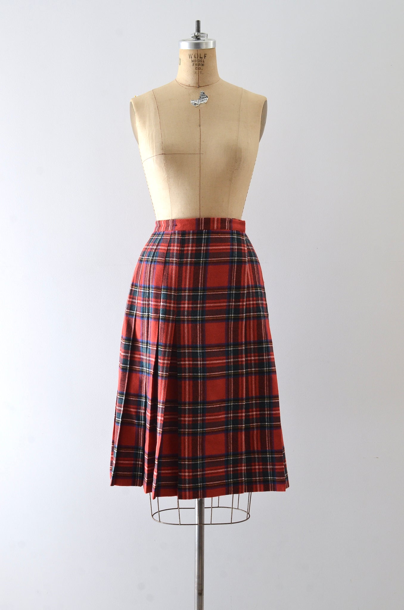Vintage Red Plaid Wrap Skirt