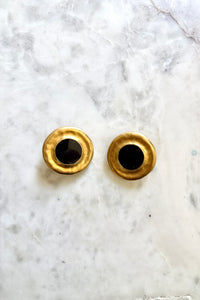 Matte Gold Enamel Clip Earrings