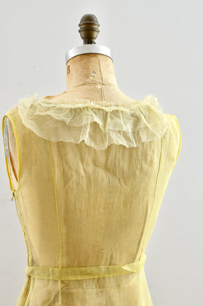 Vintage 1930's Yellow Organza Dress