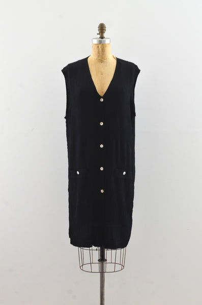 Vintage Black Crinkled Jumper Dress