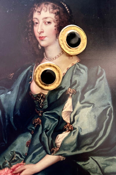 Matte Gold Enamel Clip Earrings
