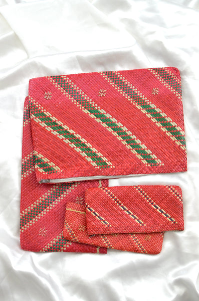 Vintage Red Straw Clutch