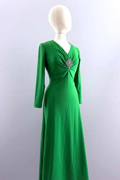 1970s Green Maxi Dress