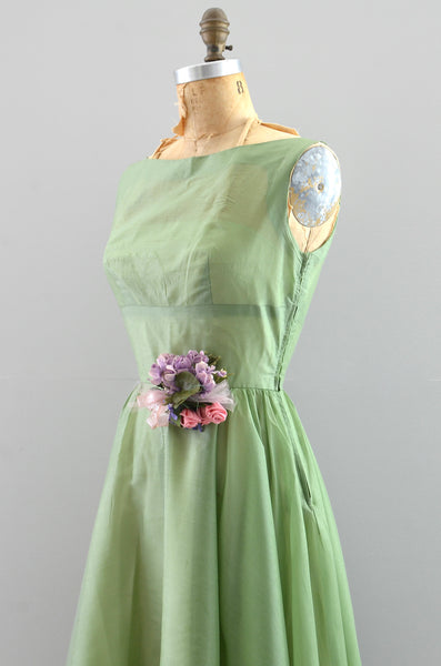 1950s Celadon Organza Dress