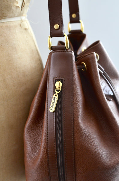 Burberry Pebbled Leather Bucket Bag