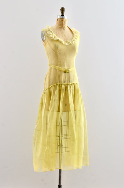 Vintage 1930's Yellow Organza Dress
