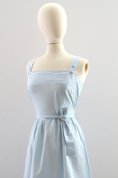 Vintage 1970s Baby Blue Cotton Sundress