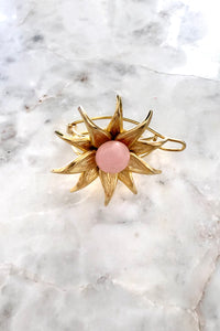 Vintage Hair Clip Barrette - Pink Center
