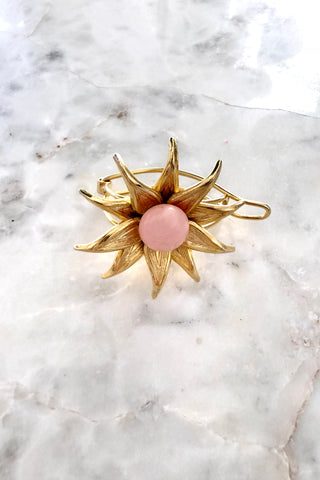 Vintage Hair Clip Barrette - Pink Center