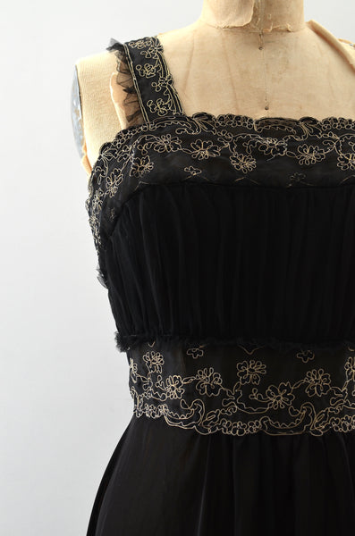 Vintage 1950s Soutache Noir Negligee