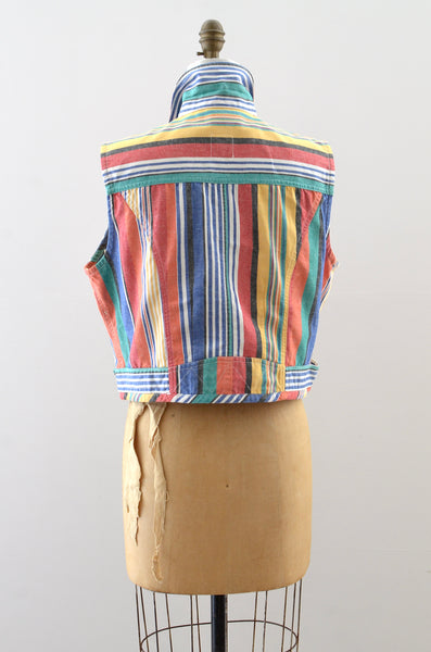 Vintage 90s Striped Denim Vest