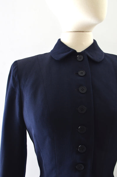 Vintage 1950s Navy Blue Gabardine Jacket
