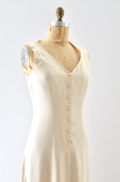 1990s Classic Beige Dress