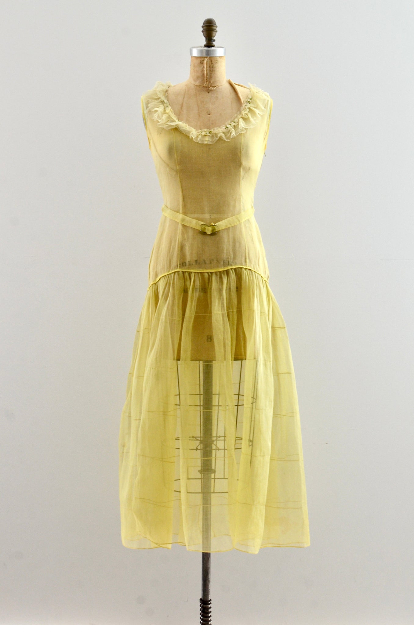 Vintage 1930's Yellow Organza Dress