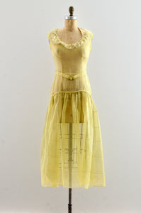 Vintage 1930's Yellow Organza Dress
