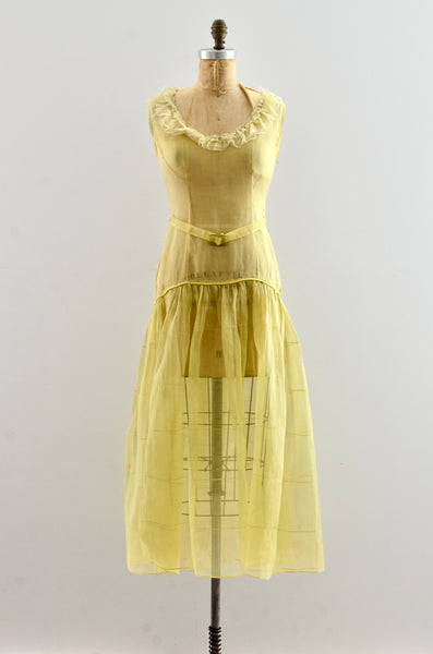 Vintage 1930's Yellow Organza Dress