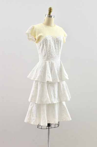 Vintage 1940's Eyelet Tiered Dress