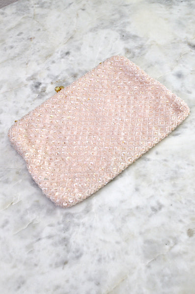 Vintage 1960s Pink Beaded Bag