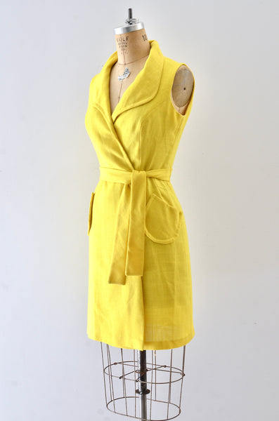 Vintage 1960s Yellow Wrap Dress