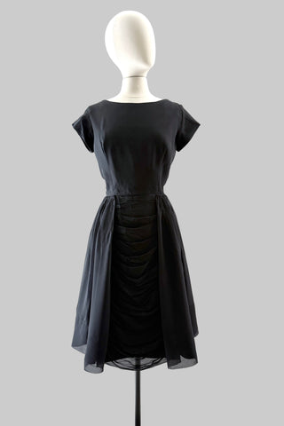 1950s Black Chiffon Dress
