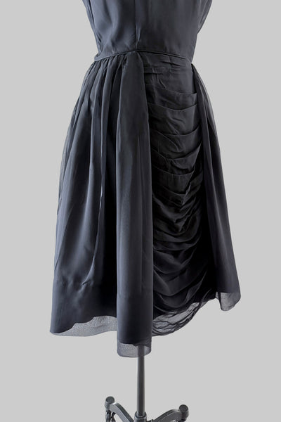 1950s Black Chiffon Dress