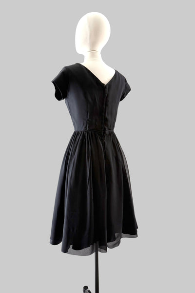 1950s Black Chiffon Dress