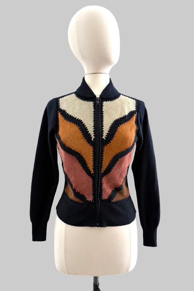 1970s Suede Zip-Up Cardigan