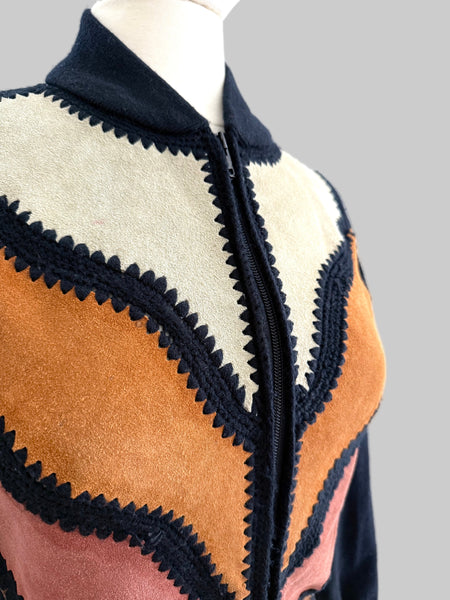 1970s Suede Zip-Up Cardigan