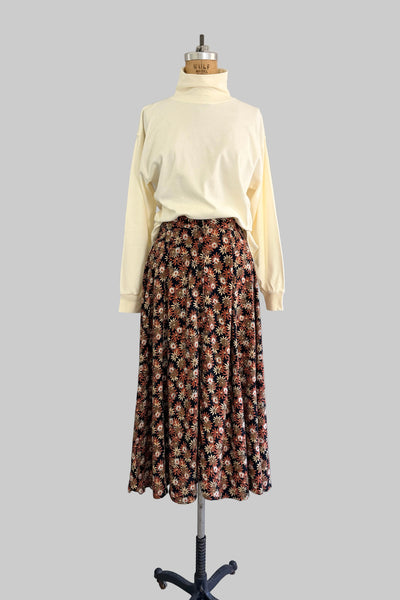 Vintage Button Front Midi Skirt