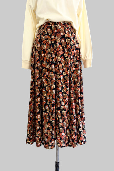 Vintage Button Front Midi Skirt
