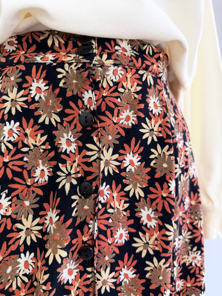 Vintage Button Front Midi Skirt
