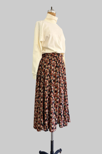 Vintage Button Front Midi Skirt