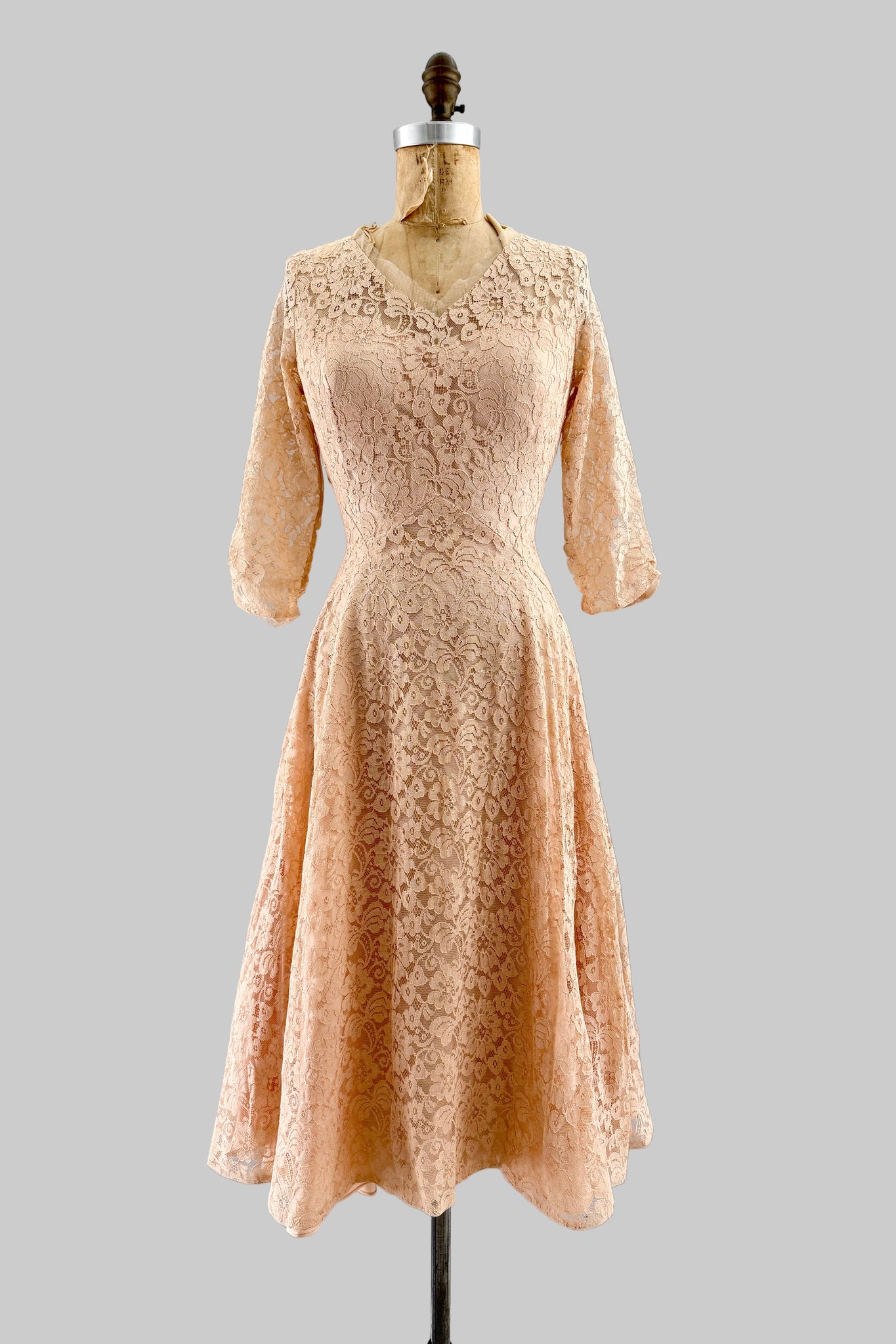 1950s Peach Lace Dress