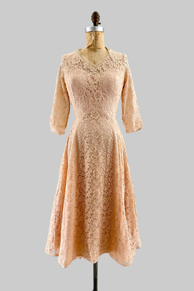1950s Peach Lace Dress