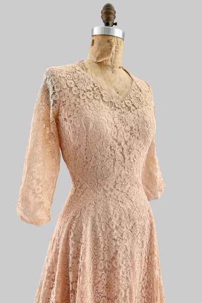 1950s Peach Lace Dress