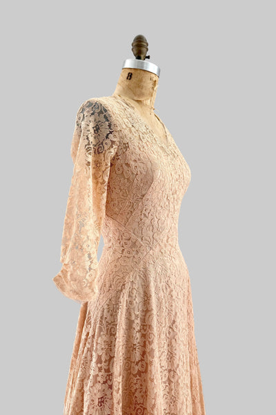 1950s Peach Lace Dress