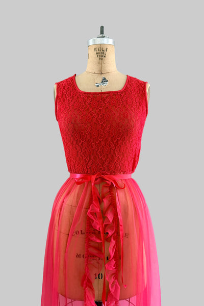 Vintage Red Peignoir
