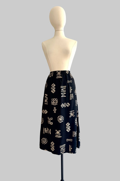 Vintage Printed Midi Skirt