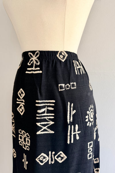 Vintage Printed Midi Skirt